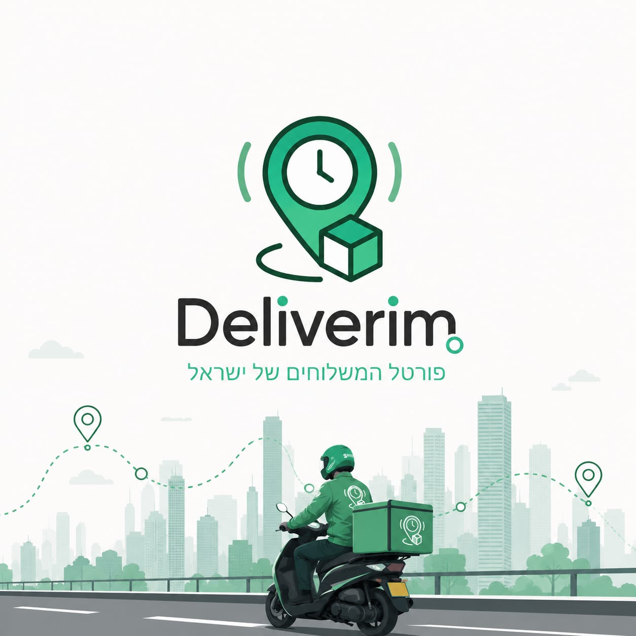 שליח על אופנוע נע ברחובות העיר אשקלון במהירות